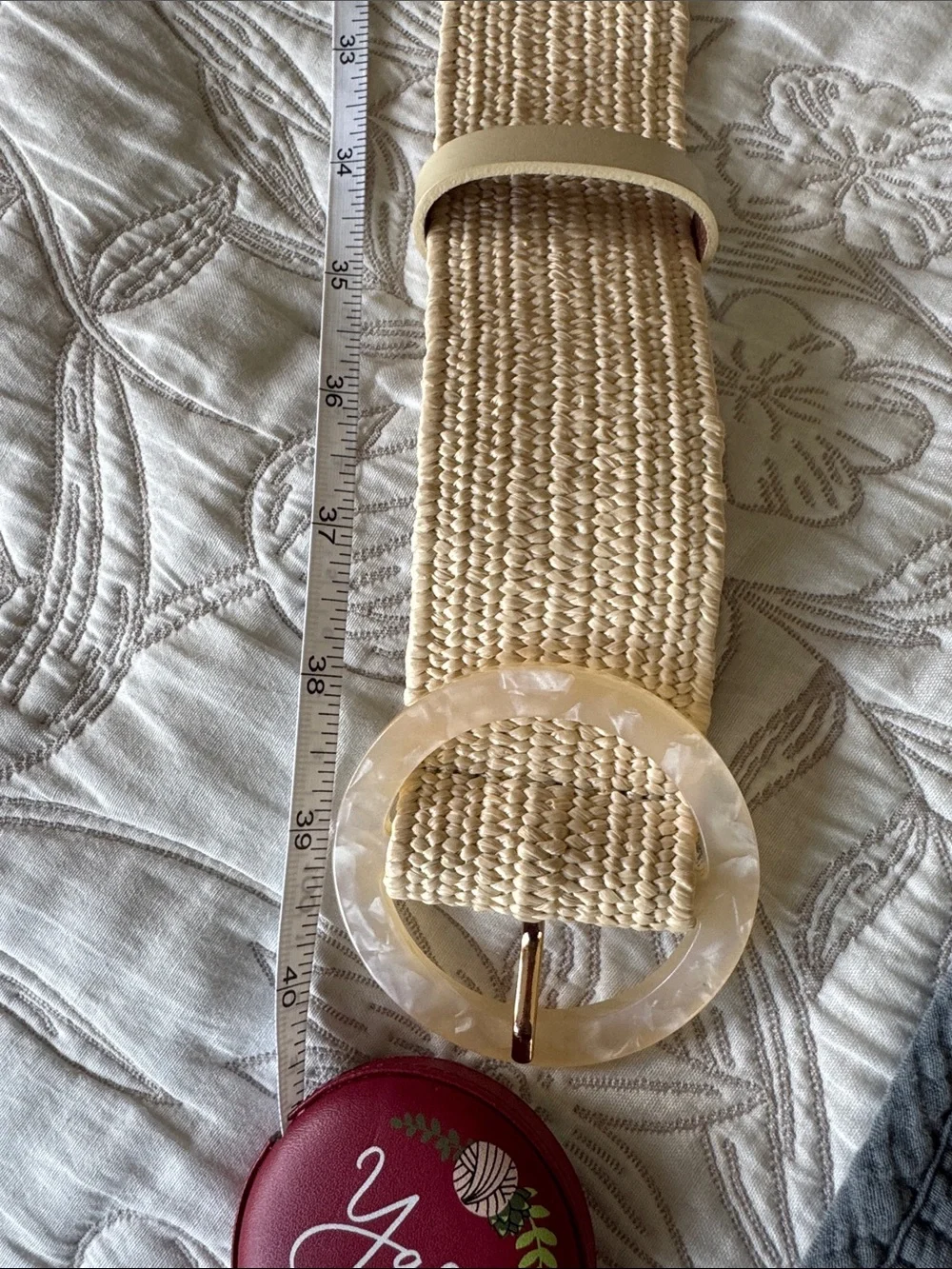 J. Crew Beige Woven Belt with Round Resin Buckle - used like new - Picture 4 of 4